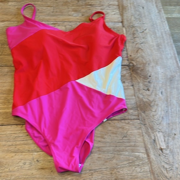Summersalt The Marina One-Piece in Multi Colorblock Red Pink White SZ 22 - Picture 7 of 13